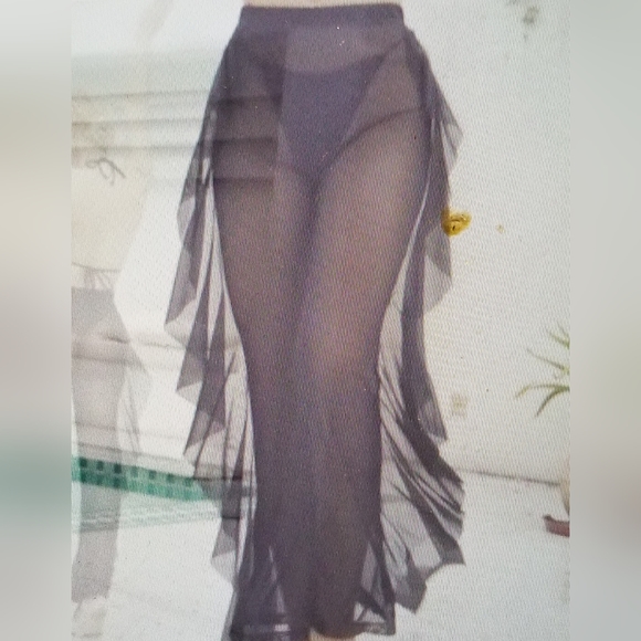NWT SHEER MESH RUFFLE SWIMSUIT BIKINI BOTTOM COVER UP - Picture 8 of 14